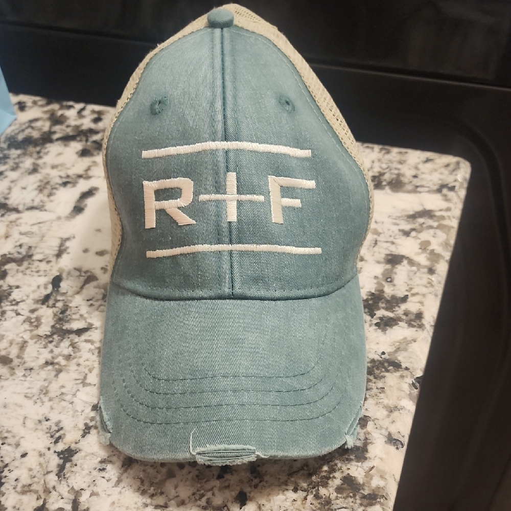 Teal and Beige R+F Cap